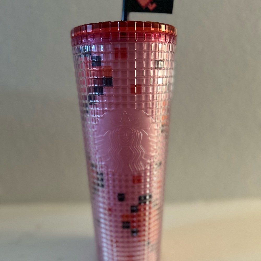 Starbucks Pink and Red Textured Tumbler